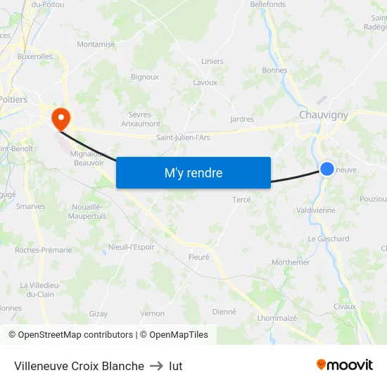 Villeneuve Croix Blanche to Iut map