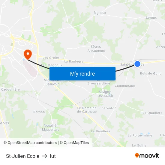 St-Julien Ecole to Iut map