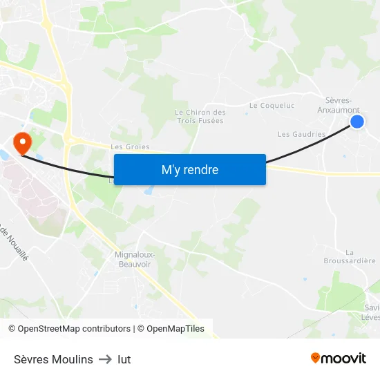 Sèvres Moulins to Iut map