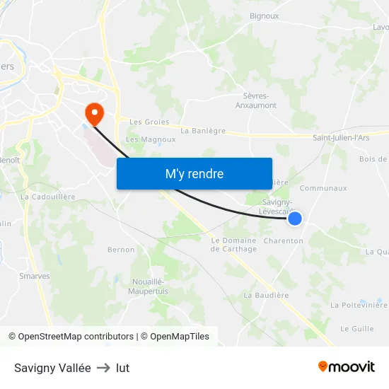 Savigny Vallée to Iut map