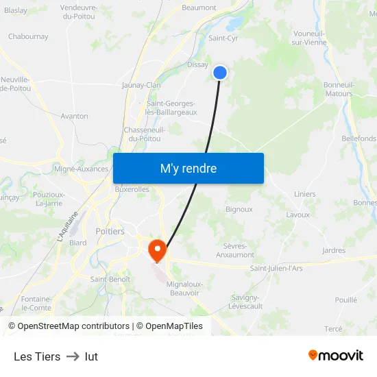 Les Tiers to Iut map