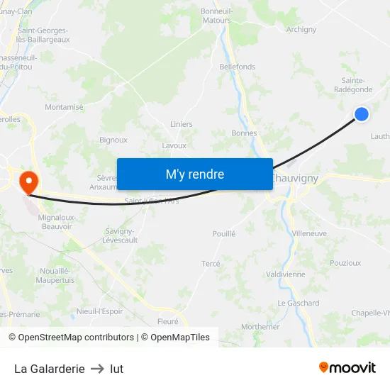 La Galarderie to Iut map