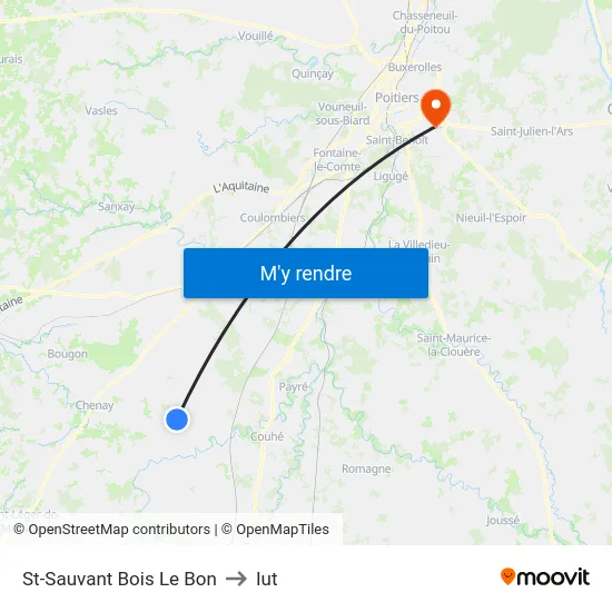 St-Sauvant Bois Le Bon to Iut map