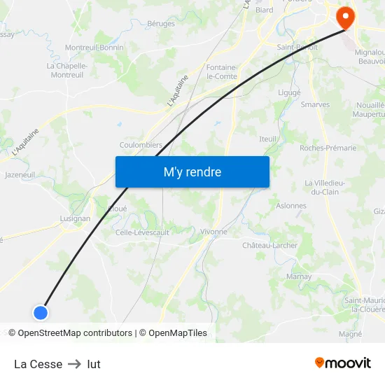 La Cesse to Iut map