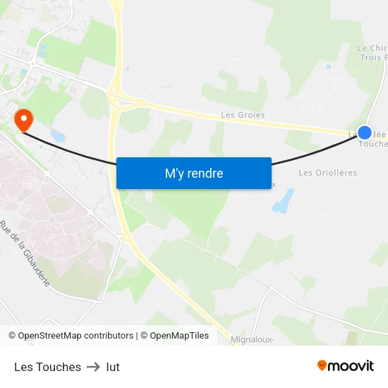 Les Touches to Iut map