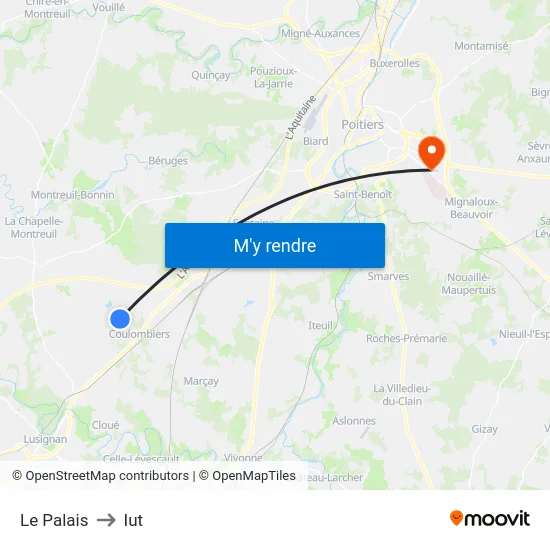 Le Palais to Iut map