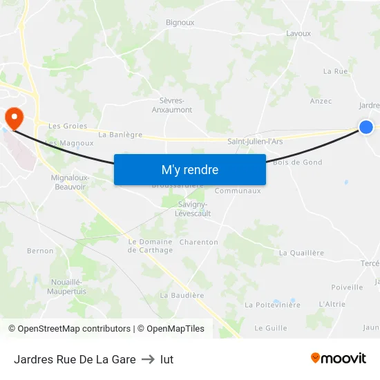 Jardres Rue De La Gare to Iut map