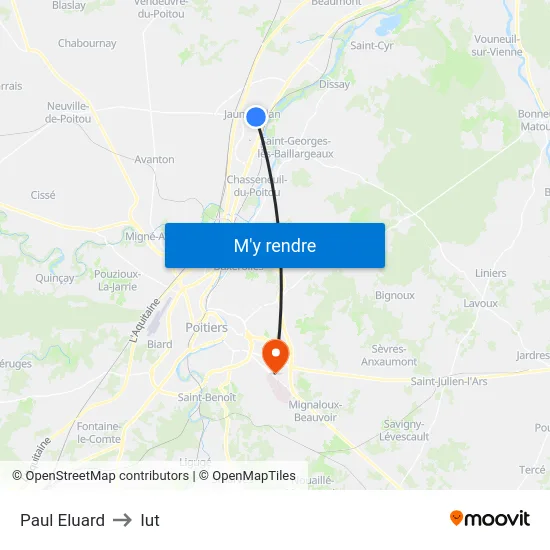 Paul Eluard to Iut map