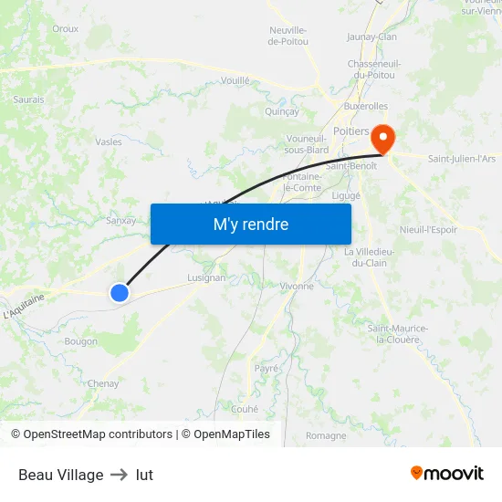 Beau Village to Iut map