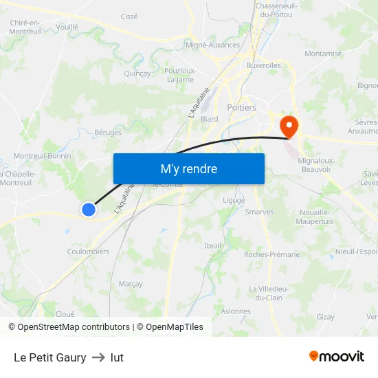 Le Petit Gaury to Iut map
