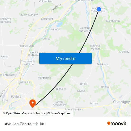 Availles Centre to Iut map