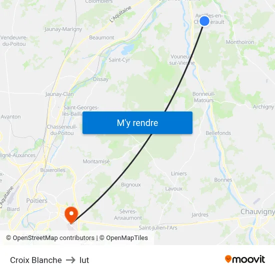 Croix Blanche to Iut map