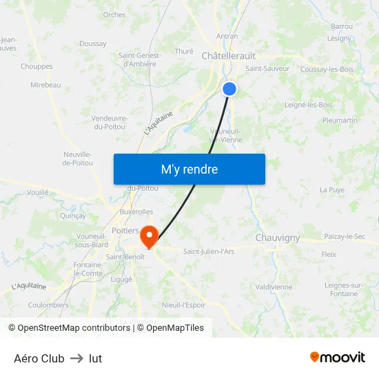 Aéro Club to Iut map