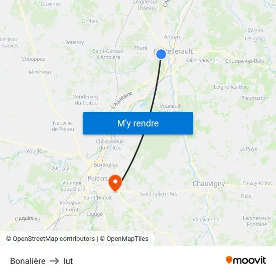 Bonalière to Iut map
