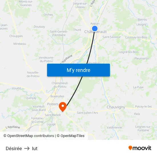 Désirée to Iut map