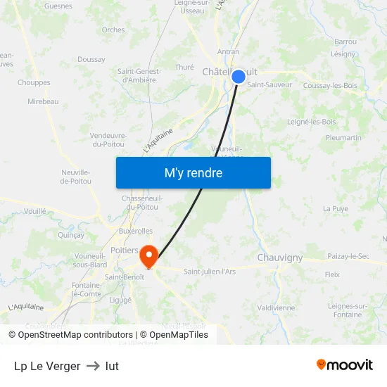 Lp Le Verger to Iut map