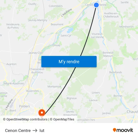 Cenon Centre to Iut map