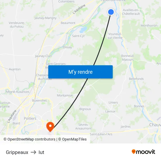 Grippeaux to Iut map