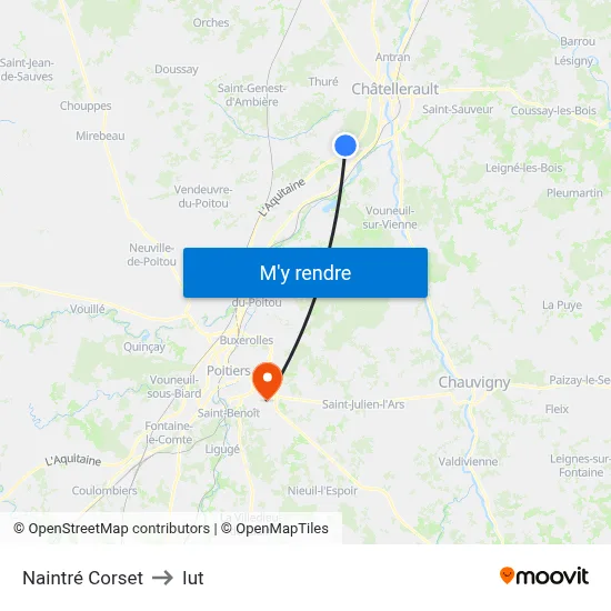Naintré Corset to Iut map