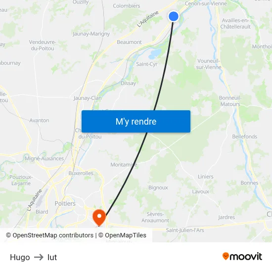 Hugo to Iut map