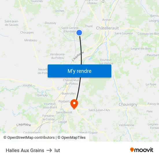 Halles Aux Grains to Iut map