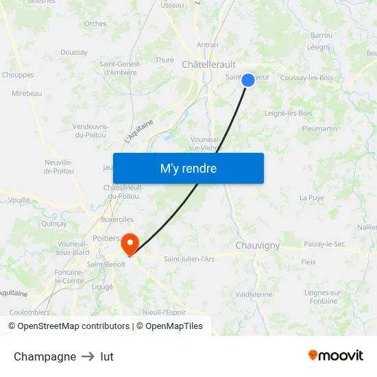 Champagne to Iut map