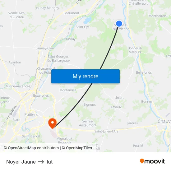 Noyer Jaune to Iut map