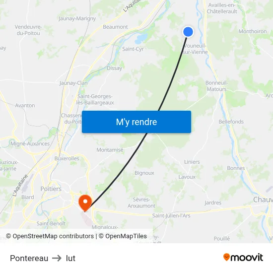 Pontereau to Iut map