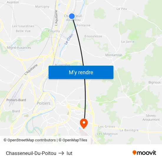 Chasseneuil-Du-Poitou to Iut map