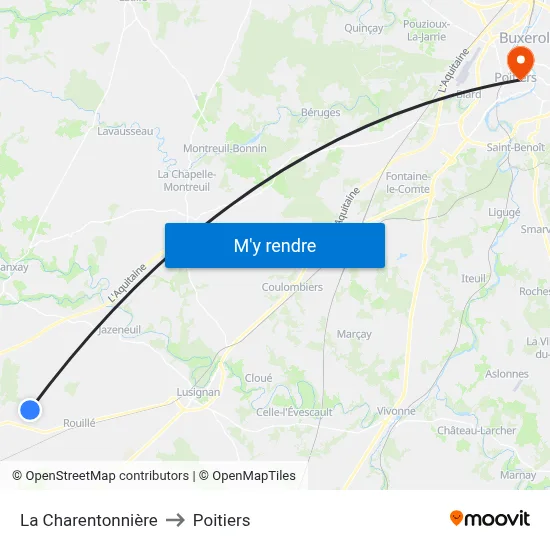 La Charentonnière to Poitiers map