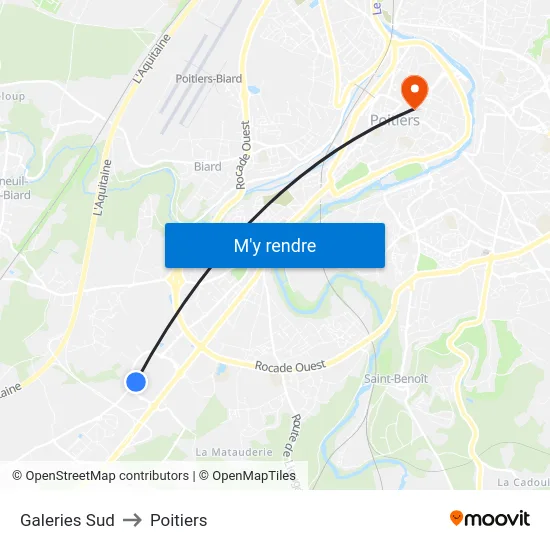 Galeries Sud to Poitiers map