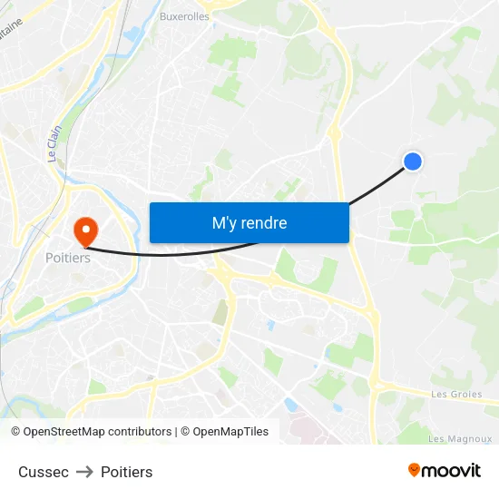 Cussec to Poitiers map