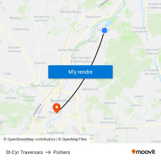 St-Cyr Traversais to Poitiers map