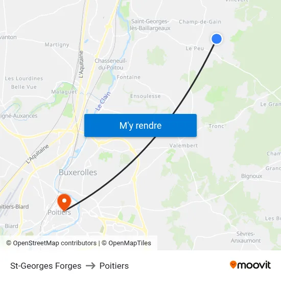 St-Georges Forges to Poitiers map