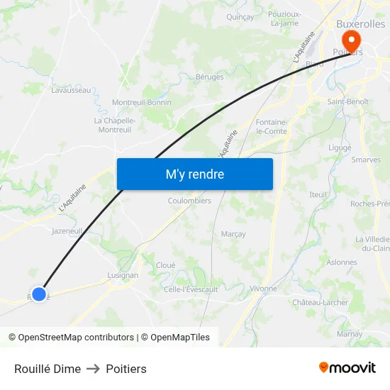 Rouillé Dime to Poitiers map