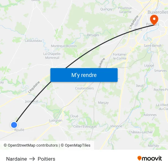 Nardaine to Poitiers map