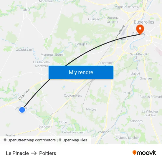 Le Pinacle to Poitiers map