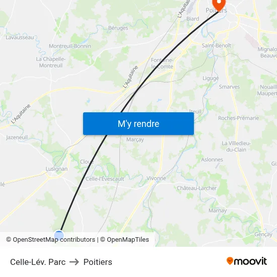 Celle-Lév. Parc to Poitiers map