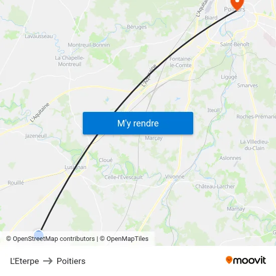 L'Eterpe to Poitiers map