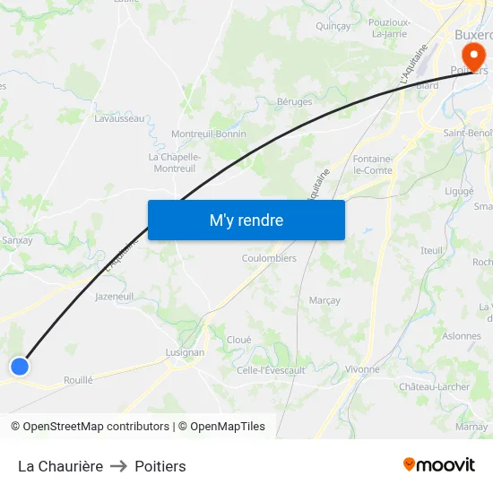 La Chaurière to Poitiers map