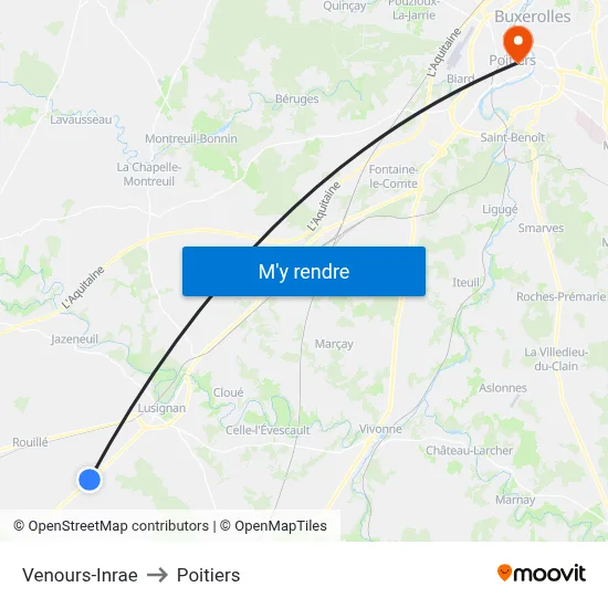 Venours-Inrae to Poitiers map