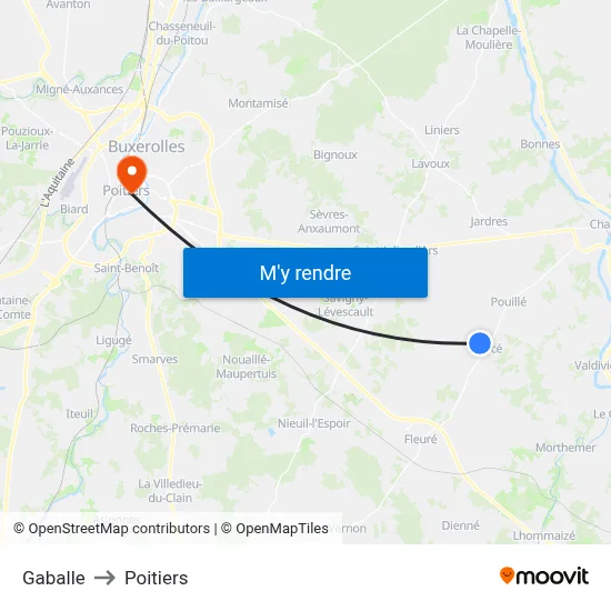 Gaballe to Poitiers map