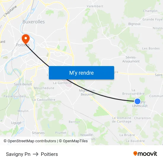 Savigny Pn to Poitiers map