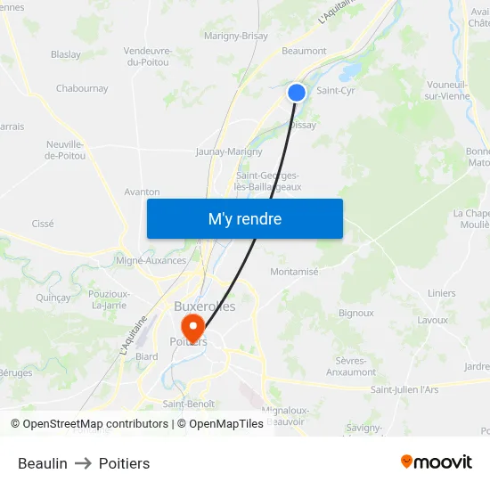 Beaulin to Poitiers map