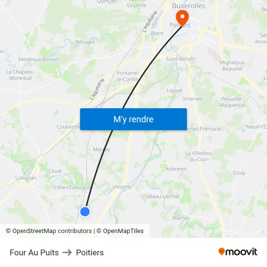 Four Au Puits to Poitiers map