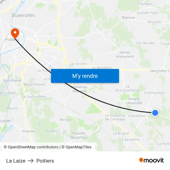 La Laize to Poitiers map