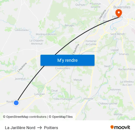 La Jarillère Nord to Poitiers map