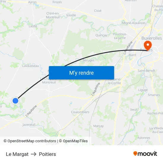 Le Margat to Poitiers map