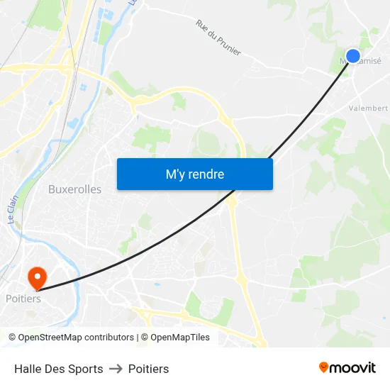 Halle Des Sports to Poitiers map
