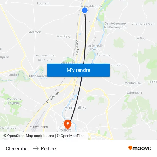 Chalembert to Poitiers map